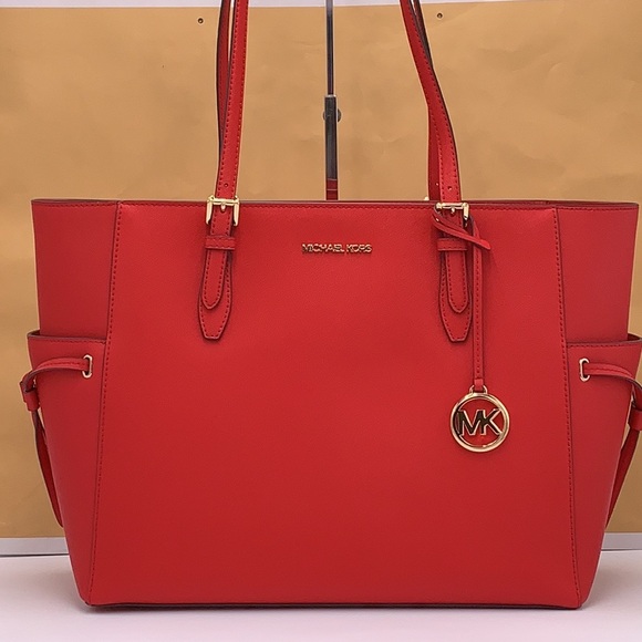 MICHAEL KORS 
Gilly Large Saffiano Leather Tote Shoulder Bag 
COLOR: Bright Red - Picture 5 of 16